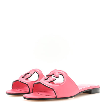Gucci Cosmos Softy Calfskin Interlocking G Cut Out Slide Sandals 37 Rhodamine Pink 4 of 8