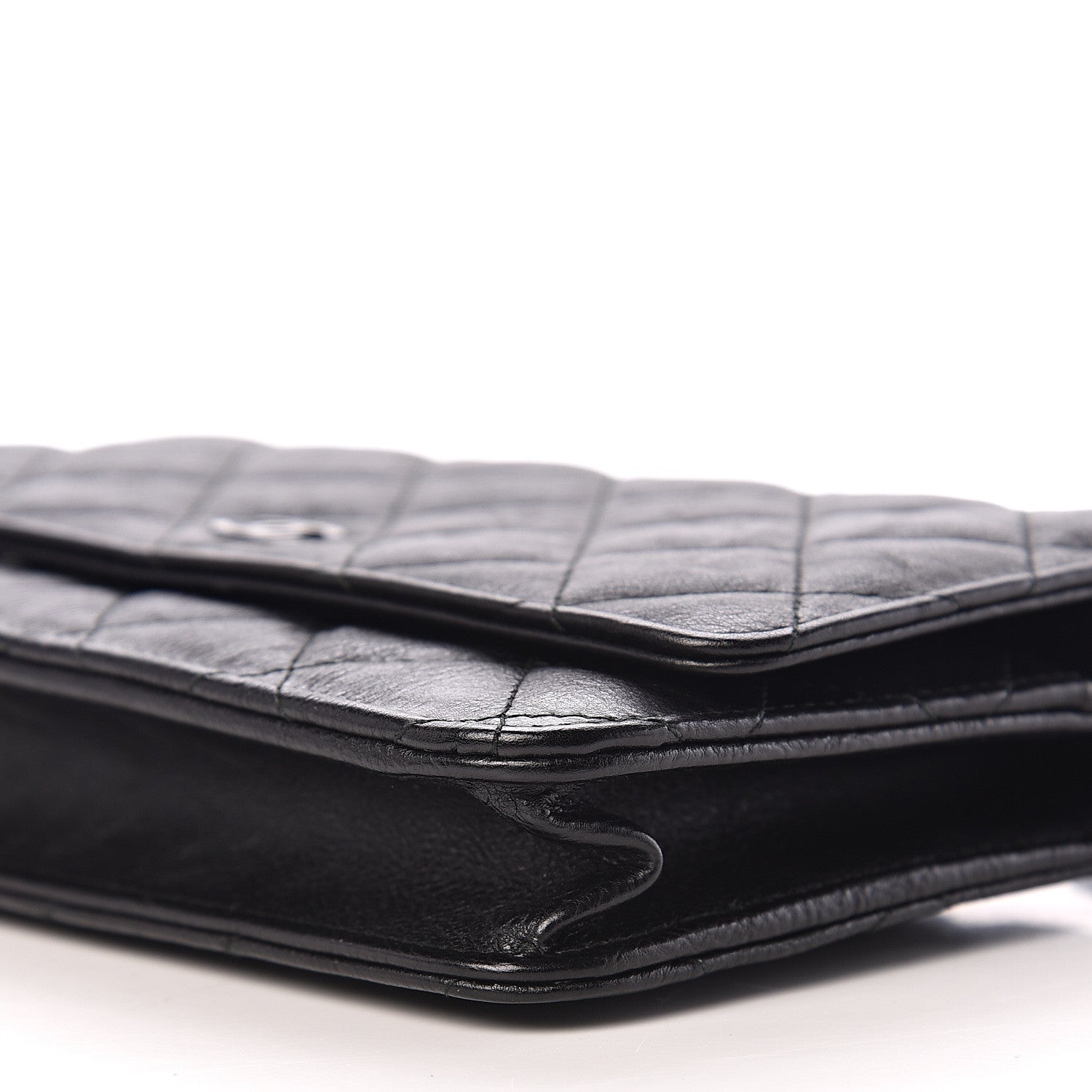 Chanel Crumpled Calfskin Quilted Wallet On Chain WOC So Black 9 of 10