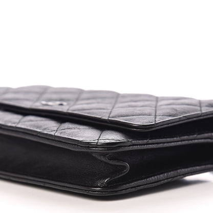 Chanel Crumpled Calfskin Quilted Wallet On Chain WOC So Black 9 of 10