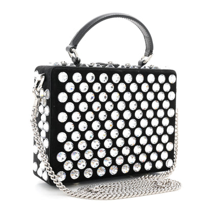Dolce & Gabbana Suede Crystal Embellished Lily Box Bag Black 3 of 11