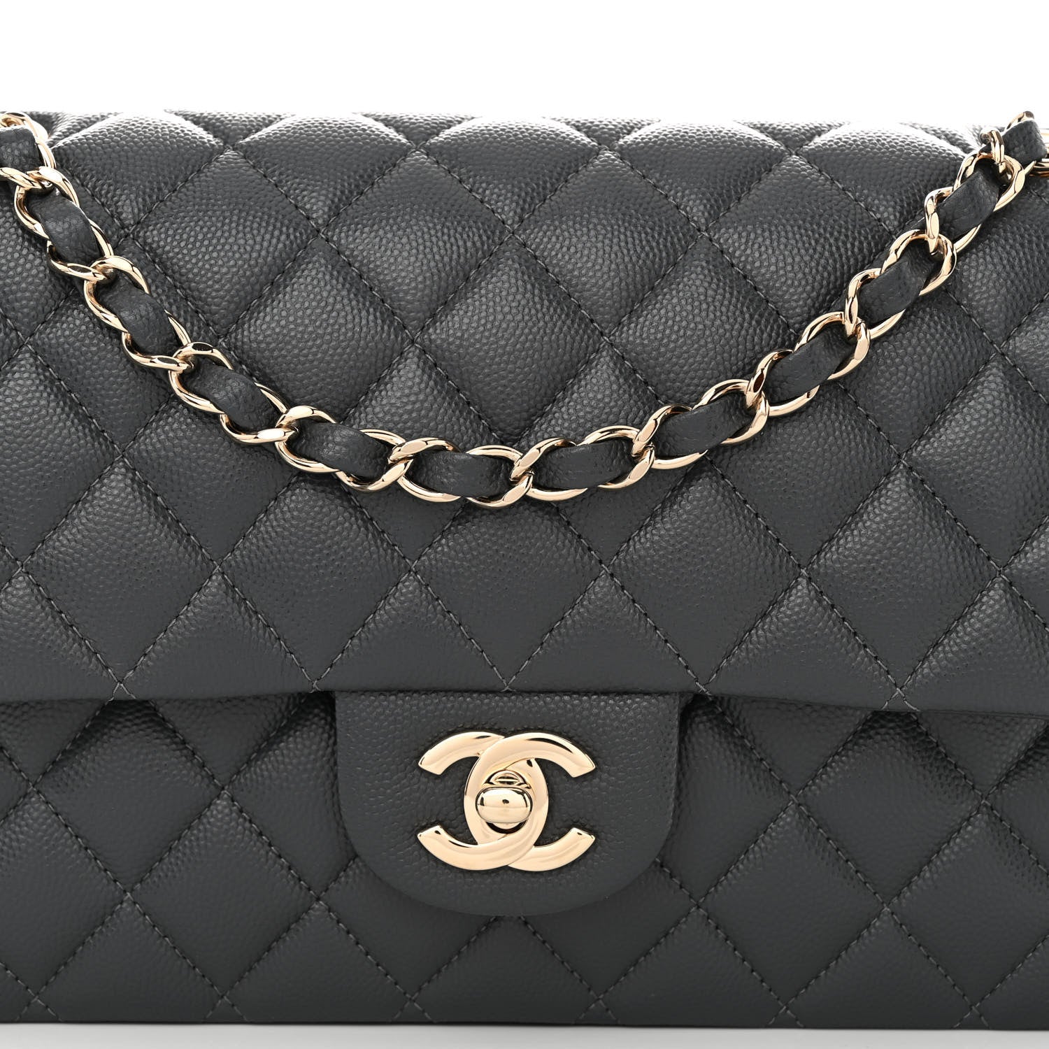 Chanel Caviar Quilted Medium Double Flap Dark Grey 8 of 12
