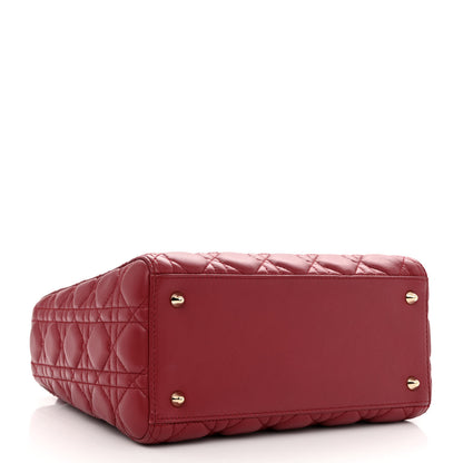 Christian Dior Lambskin Cannage Medium Lady Dior Red 4 of 12