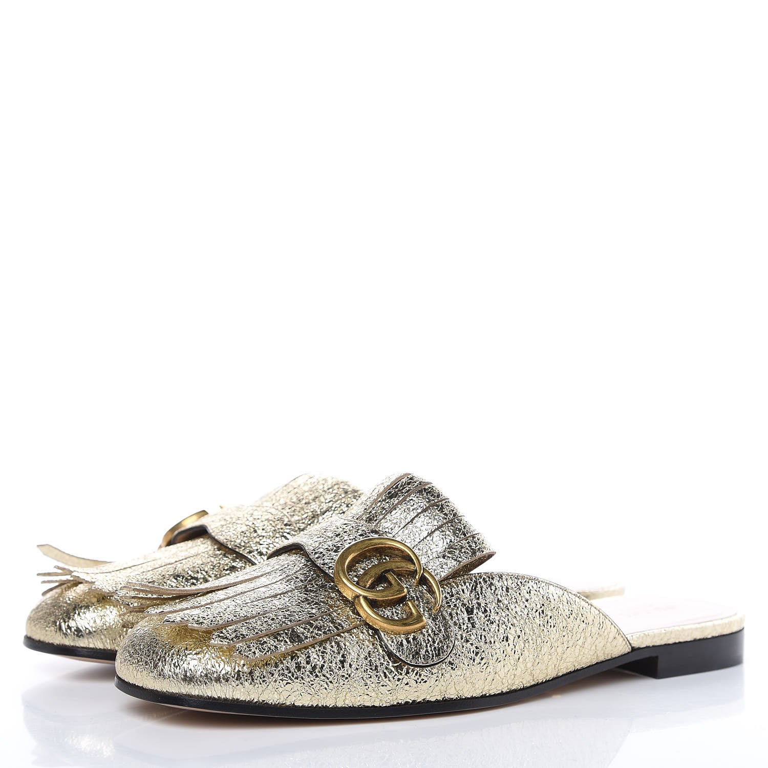 Gucci Galassia Womens GG Marmont Fringe Slippers 39.5 Platino 3 of 8