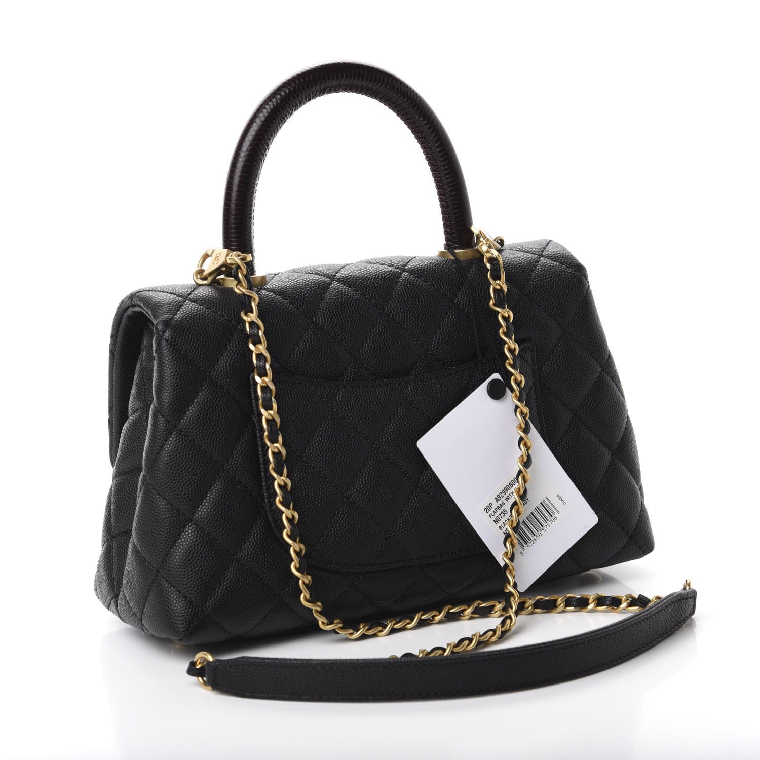 Chanel Caviar Lizard Embossed Quilted Mini Coco Handle Flap Black 3 of 11