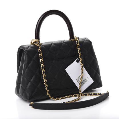 Chanel Caviar Lizard Embossed Quilted Mini Coco Handle Flap Black 3 of 11
