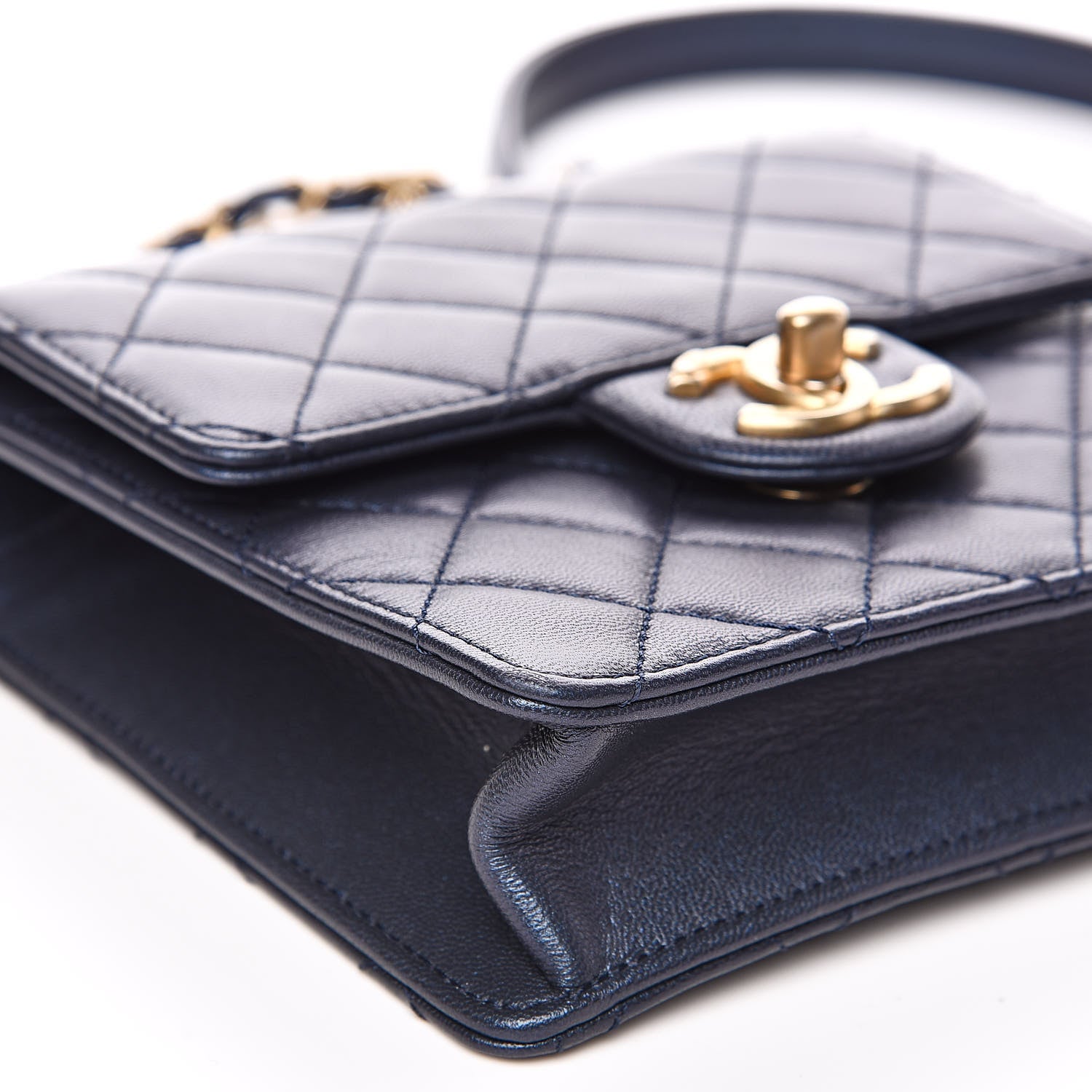 Chanel Iridescent Lambskin Quilted Chic Pearls Flap Navy Blue 8 of 12