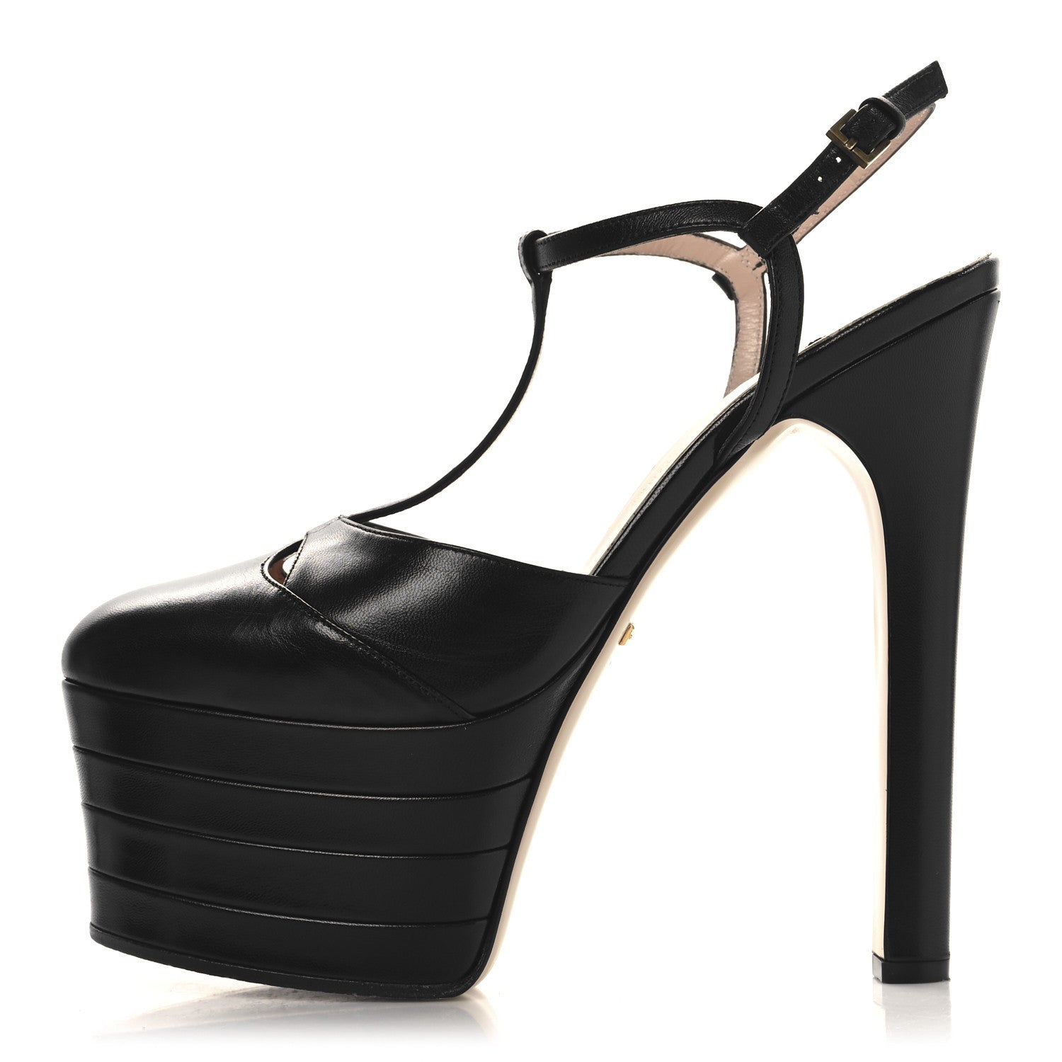 Gucci Malaga Kid T Strap Platform Pumps 38 Black 1 of 10