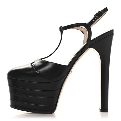 Gucci Malaga Kid T Strap Platform Pumps 38 Black 1 of 10