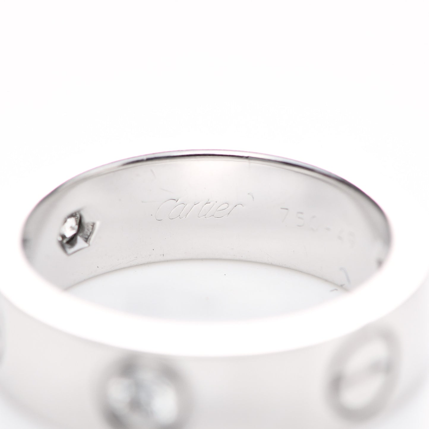 18K White Gold 3 Diamond 5.5mm LOVE Ring 49 5
