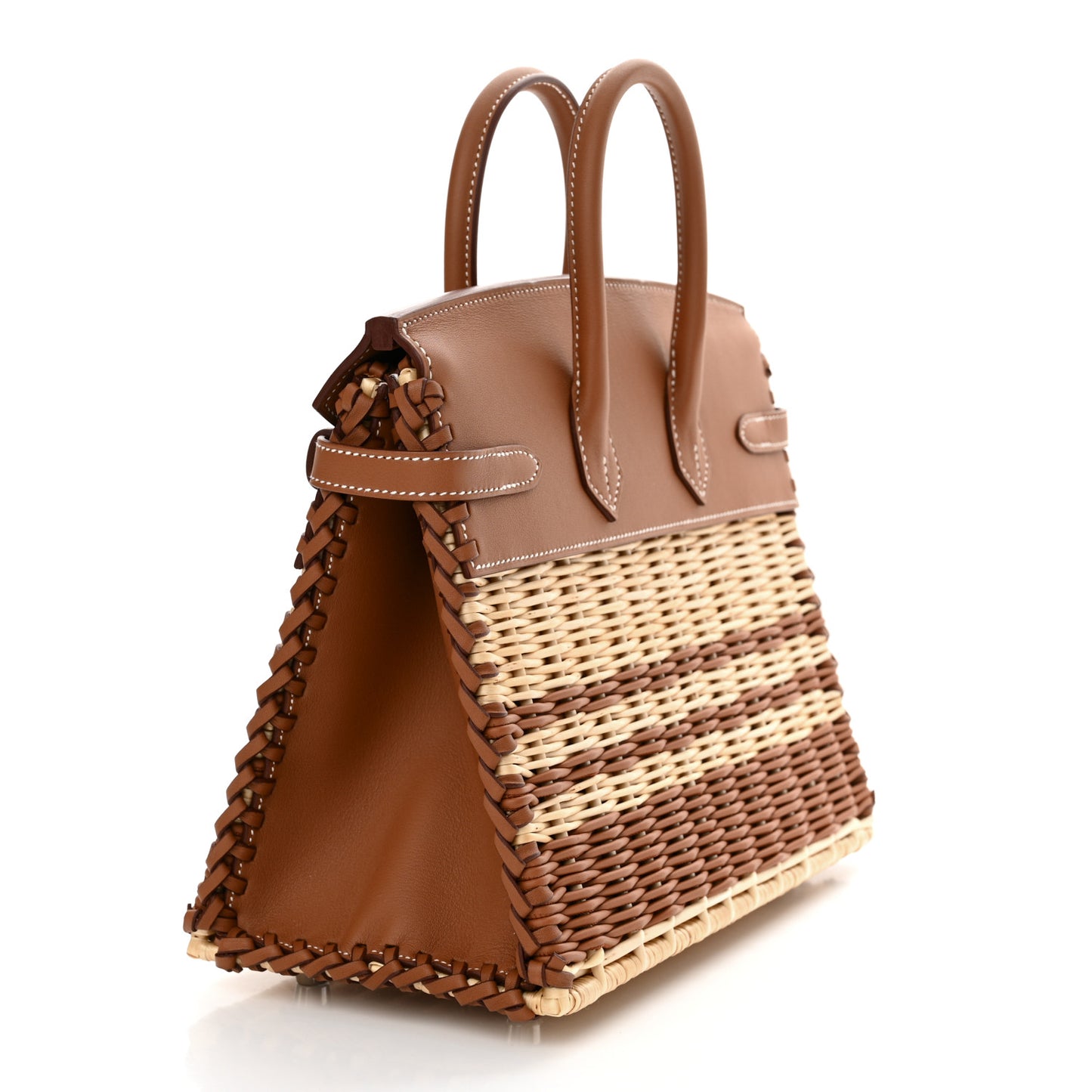 Wicker Swift Stripes Picnic Birkin 25 Naturel Gold