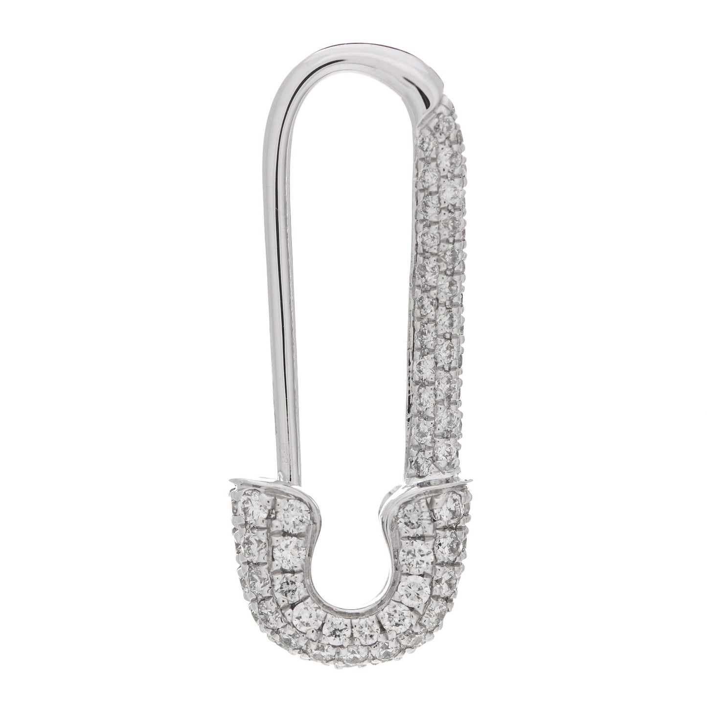 18K White Gold Diamond Mini Safety Pin Earring