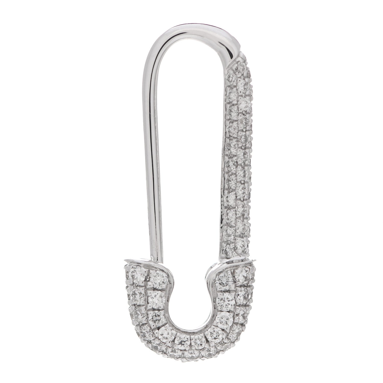 Anita Ko 18K White Gold Diamond Mini Safety Pin Earring 1 of 4