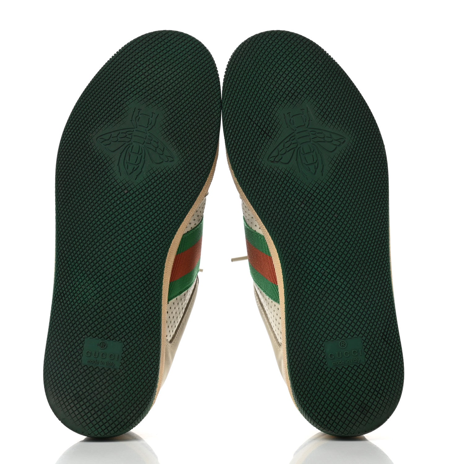 Gucci Nubuck Web Womens Screener Sneakers 37.5 Dusty Milk New Mystic White Vintage Green 5 of 8