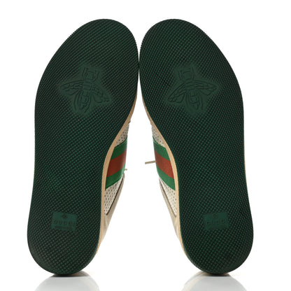 Gucci Nubuck Web Womens Screener Sneakers 37.5 Dusty Milk New Mystic White Vintage Green 5 of 8