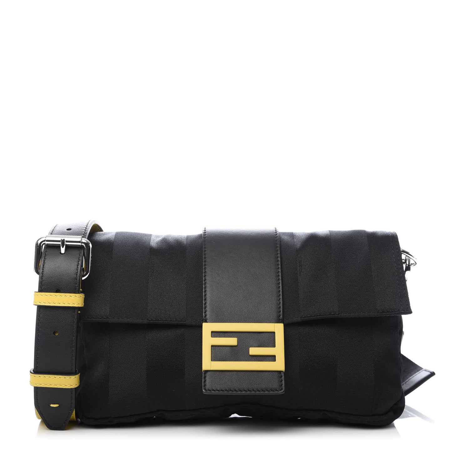 Recycled Nylon Vitello Grace Light Pequin Logo Puffer Belt Baguette Bag Black Sunflower
