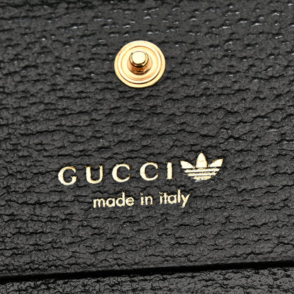 Gucci X ADIDAS Textured Dollar Calfskin Trefoil Horsebit 1955 Card Case Wallet With Strap Black Off White 6 of 8