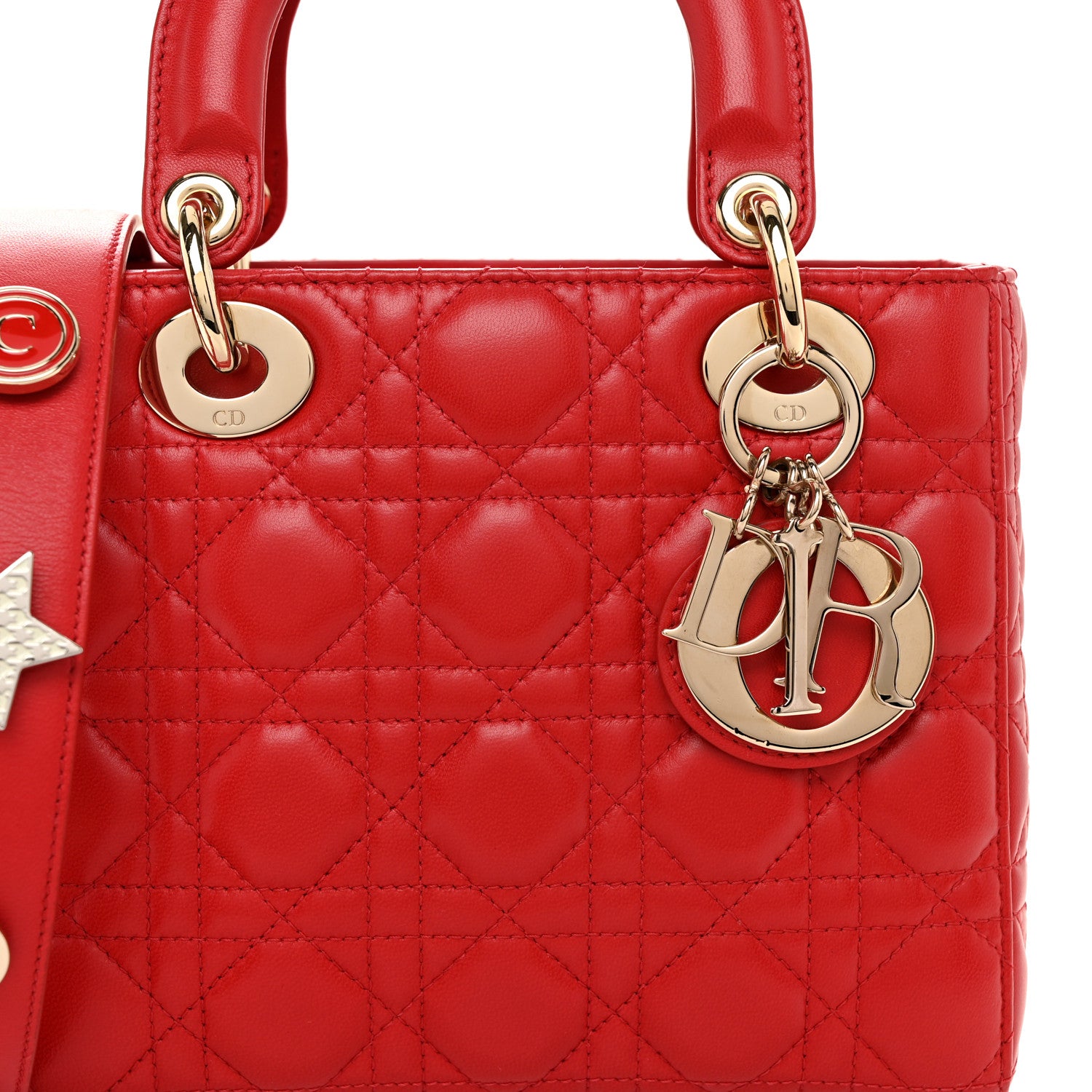 Christian Dior Lambskin Cannage Small Lucky Badges My Lady Dior Red 8 of 11