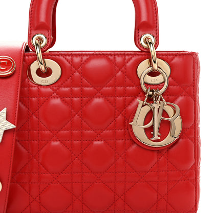 Christian Dior Lambskin Cannage Small Lucky Badges My Lady Dior Red 8 of 11