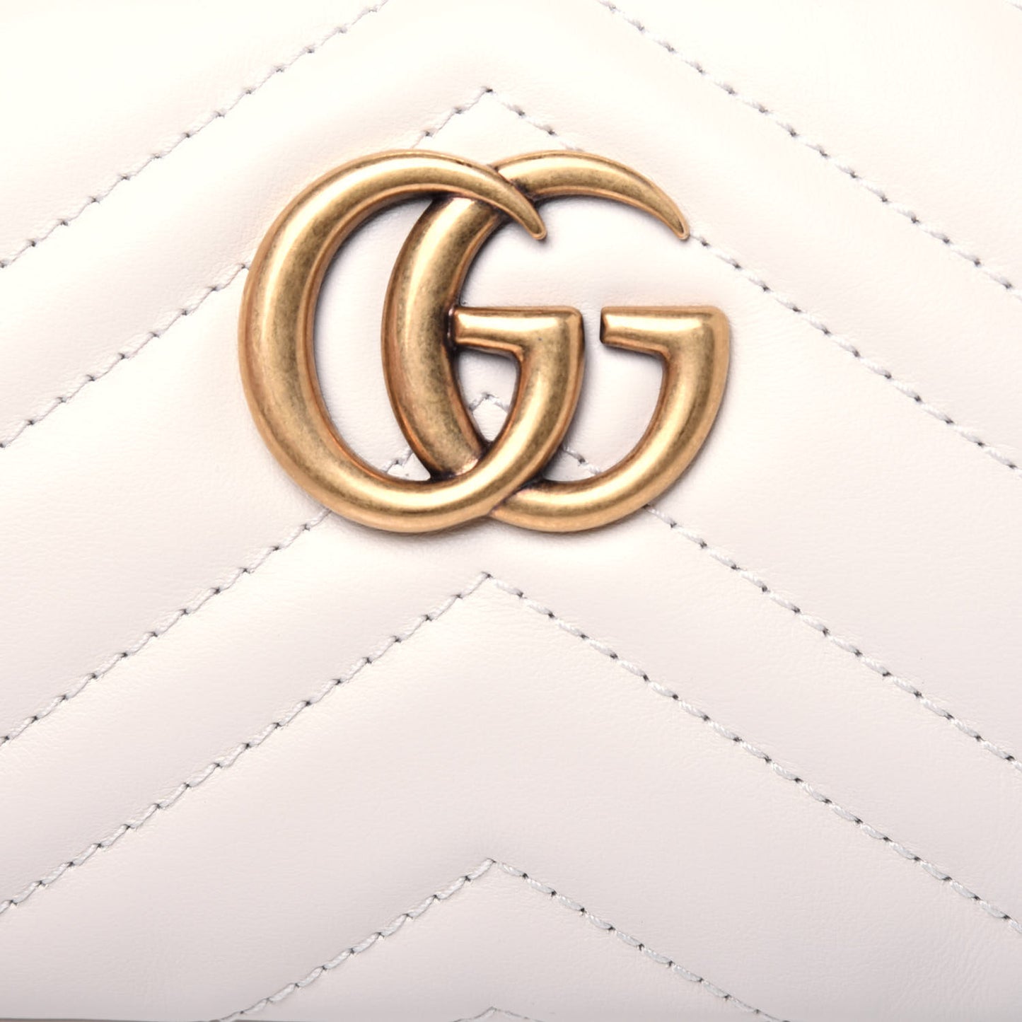 Calfskin Matelasse Mini GG Marmont Chain Crossbody Bag White
