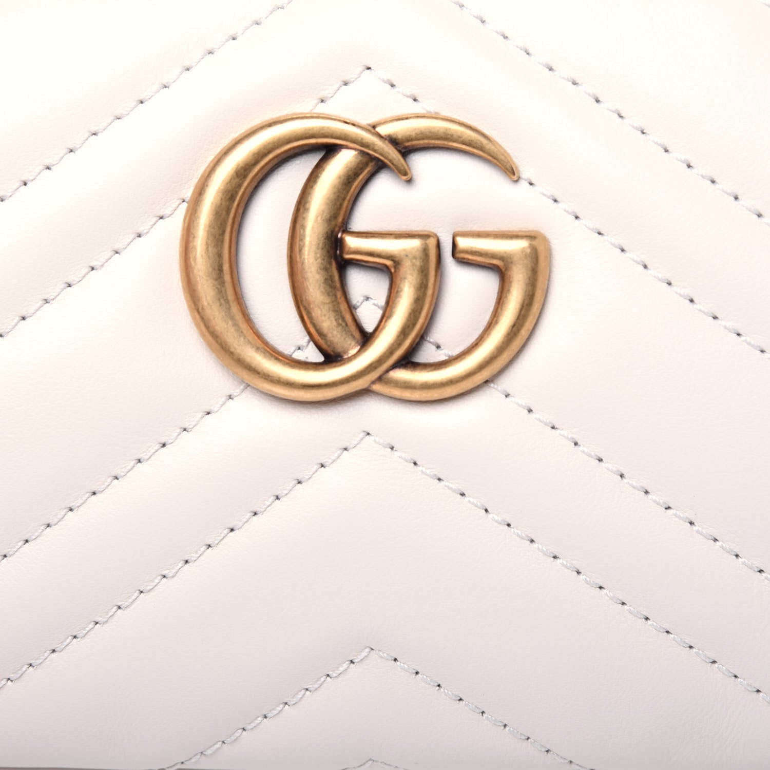 Gucci Calfskin Matelasse Mini GG Marmont Chain Crossbody Bag White 13 of 14