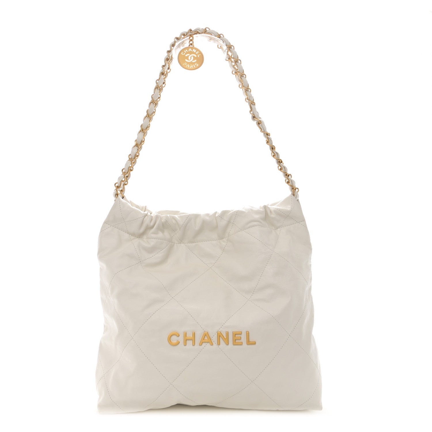 Chanel Shiny Calfskin Quilted Small Chanel 22 White 1 of 11