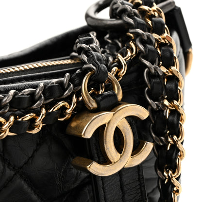 Chanel Aged Calfskin Quilted Small Gabrielle Hobo Black 13 of 13