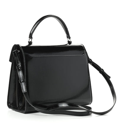 Saint Laurent Calfskin Lizard Embossed Medium Classic Monogram Cassandra Top Handle Black Rouge Legion 4 of 22