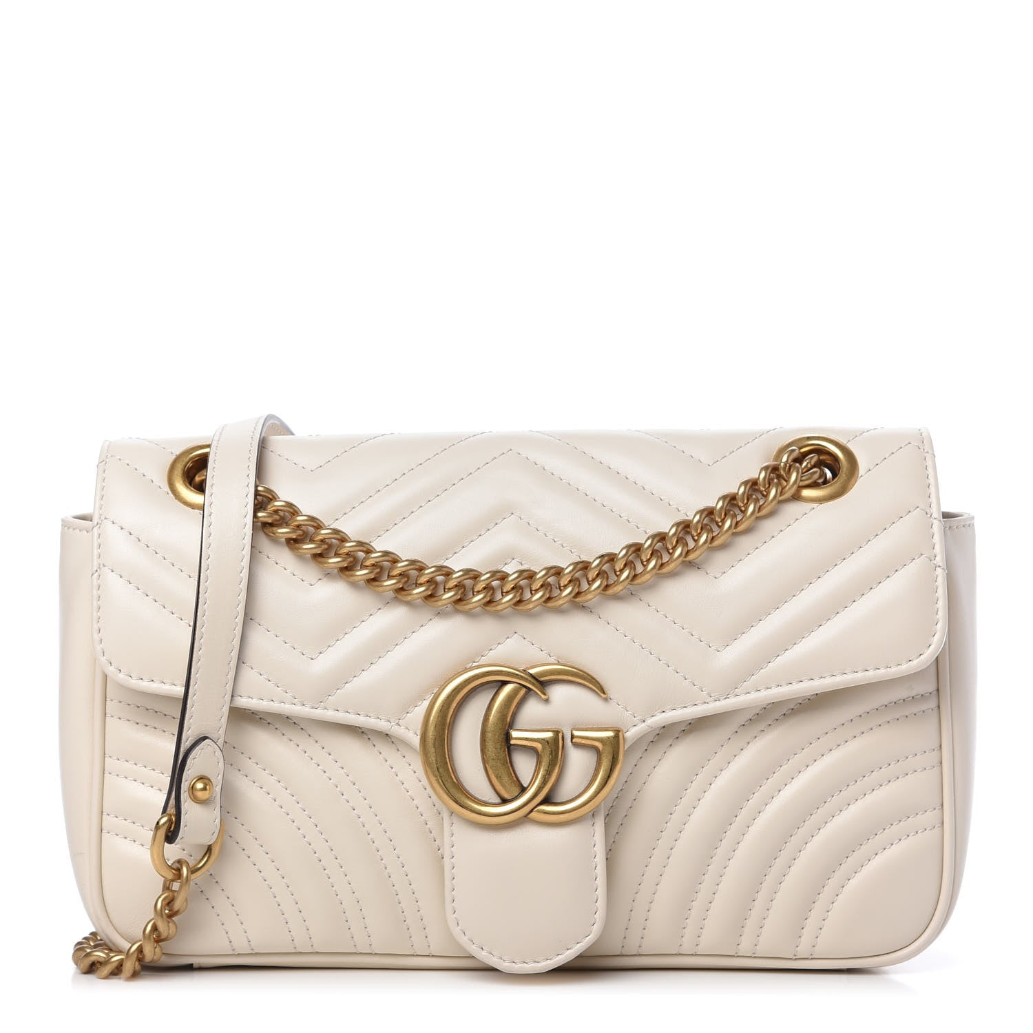 Gucci Calfskin Matelasse Small GG Marmont Shoulder Bag White 1 of 9