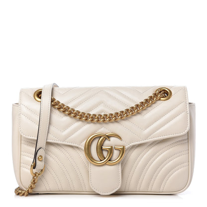 Gucci Calfskin Matelasse Small GG Marmont Shoulder Bag White 1 of 9