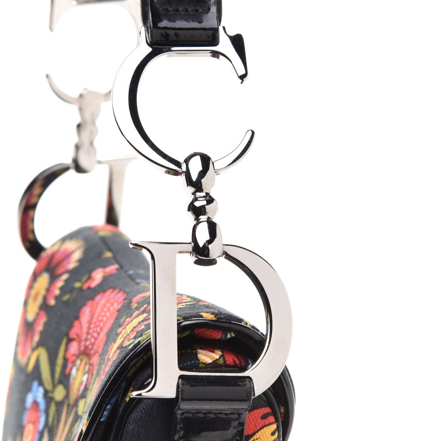 Canvas Floral Saddle Bag Black