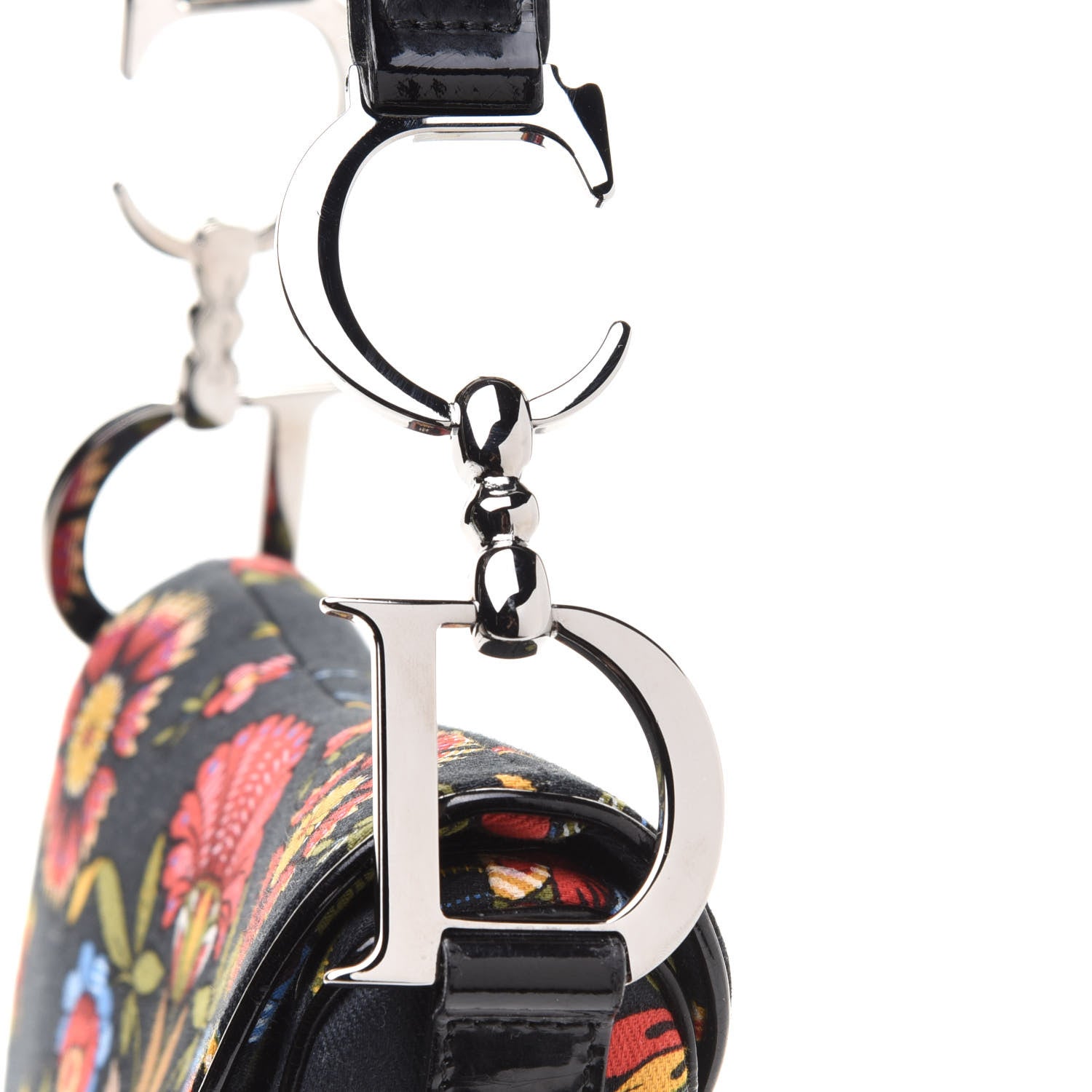 Christian Dior Canvas Floral Saddle Bag Black 8 of 13