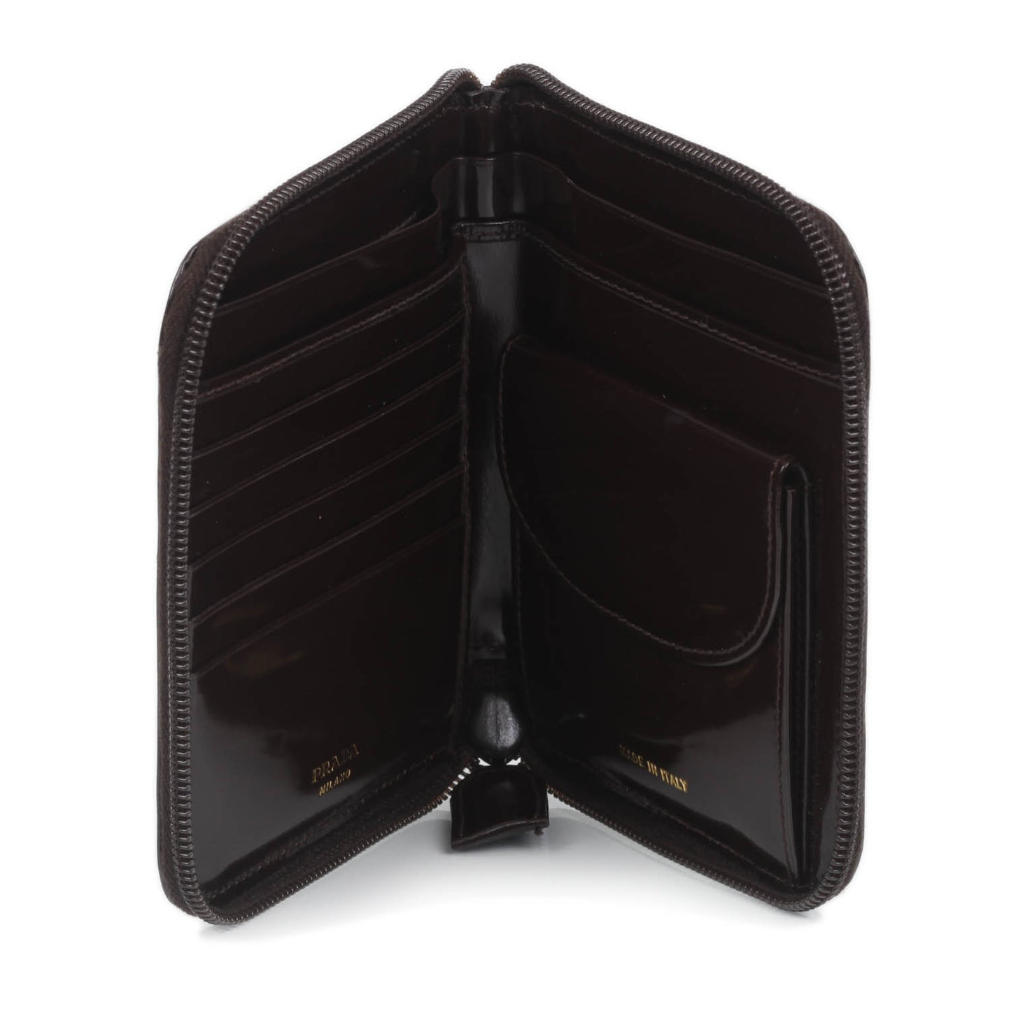 Spazzolato Compact Zip Wallet Dark Brown