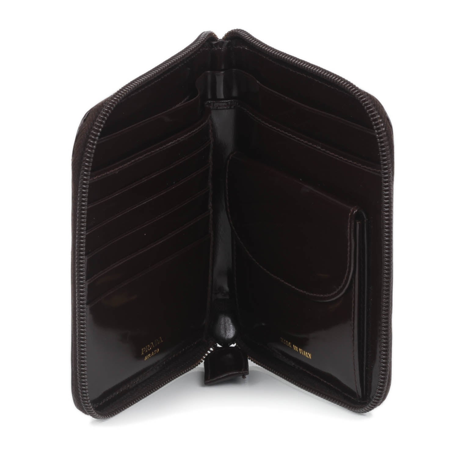 Prada Spazzolato Compact Zip Wallet Dark Brown 5 of 10