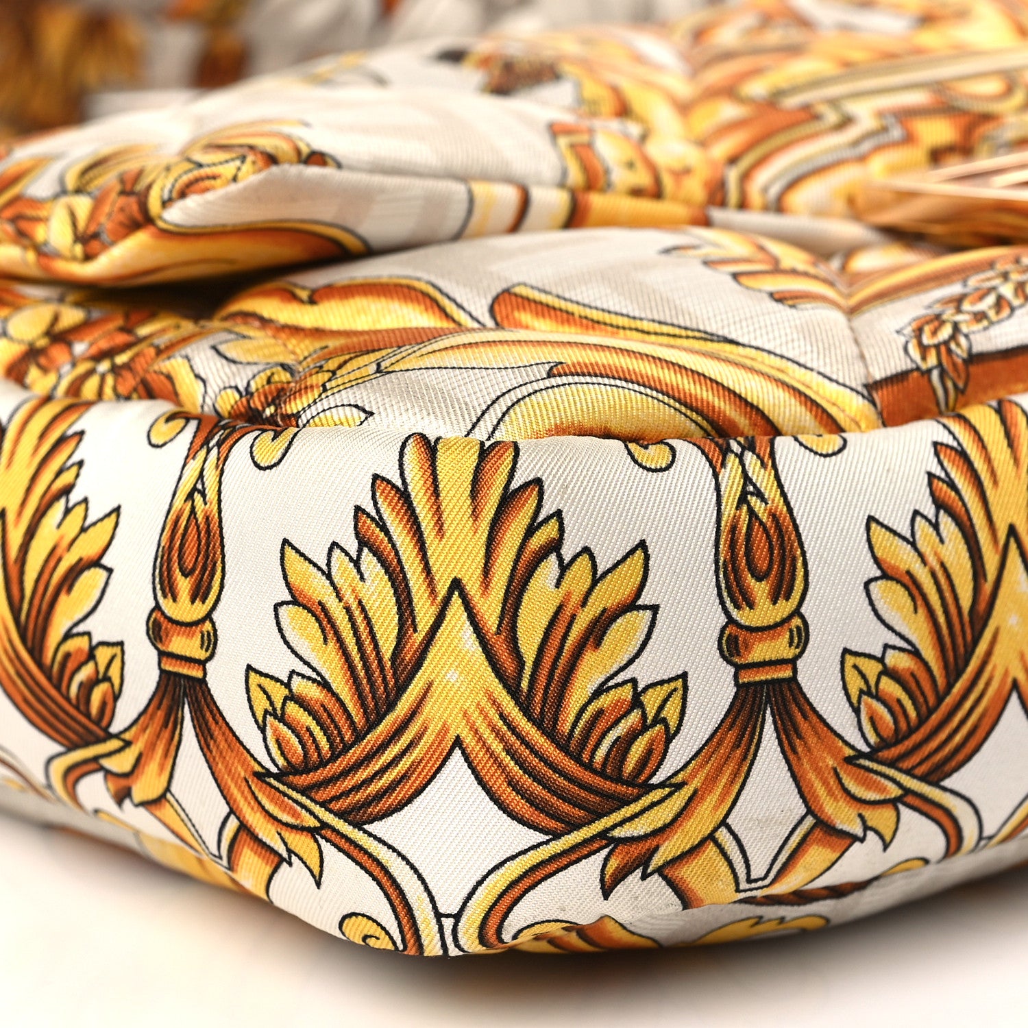 Fendi X VERSACE Silk Fendace FF Baroque Quilted Scarf Baguette White Gold 8 of 9