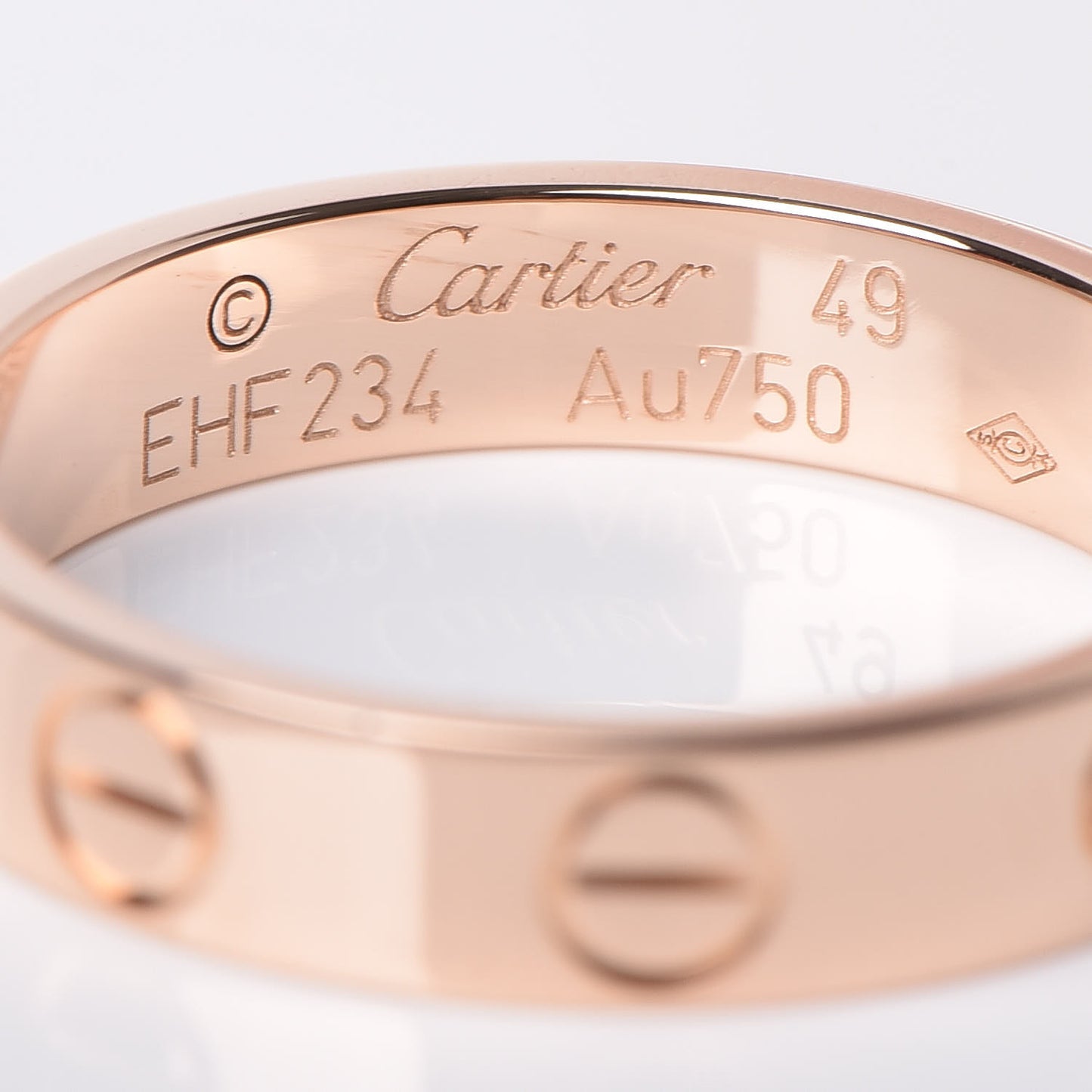 18K Pink Gold 3.5mm LOVE Wedding Band Ring 49 4.75