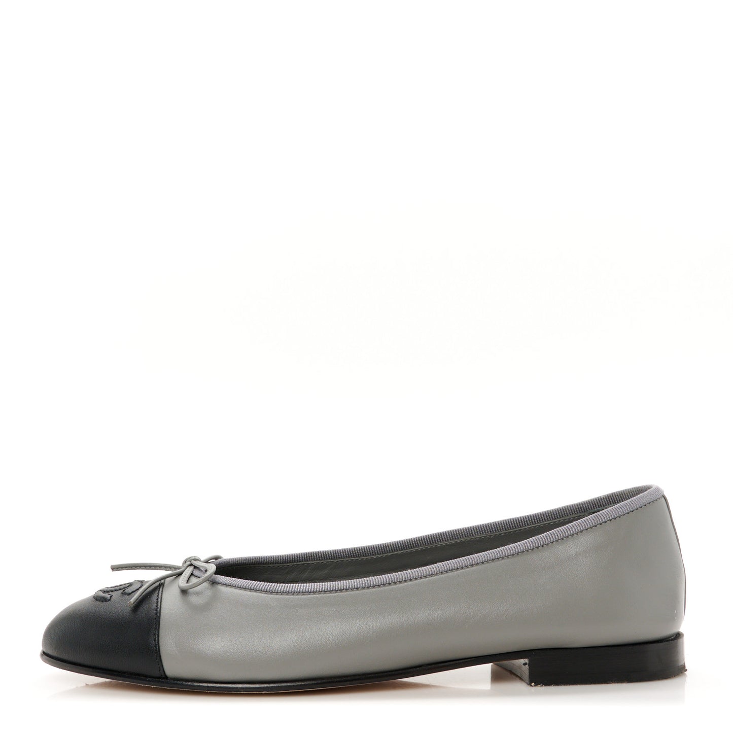 Lambskin Cap Toe CC Ballerina Flats 38.5 Grey Black