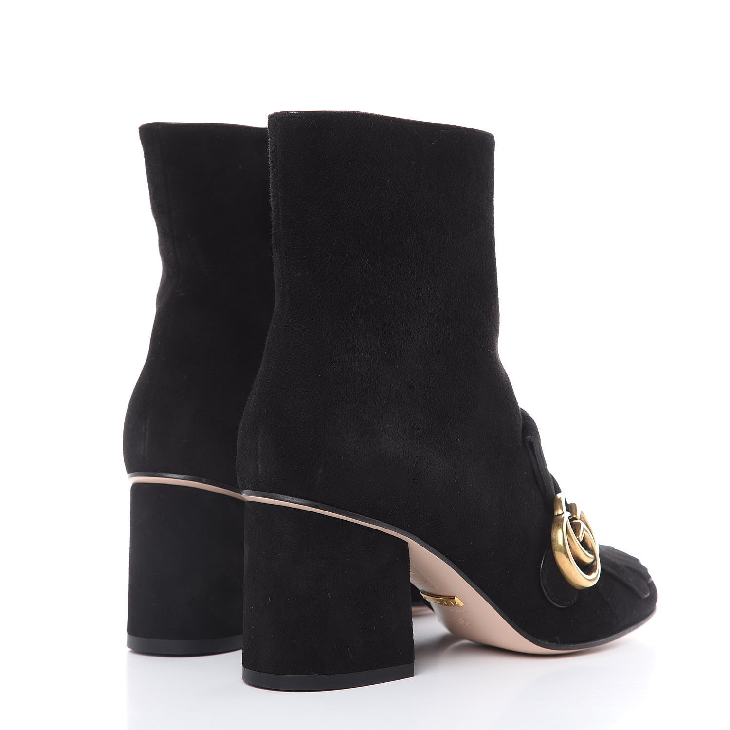 Gucci Kid Scamosciato GG Marmont Fringe 75mm Ankle Boots 35 Black 4 of 9