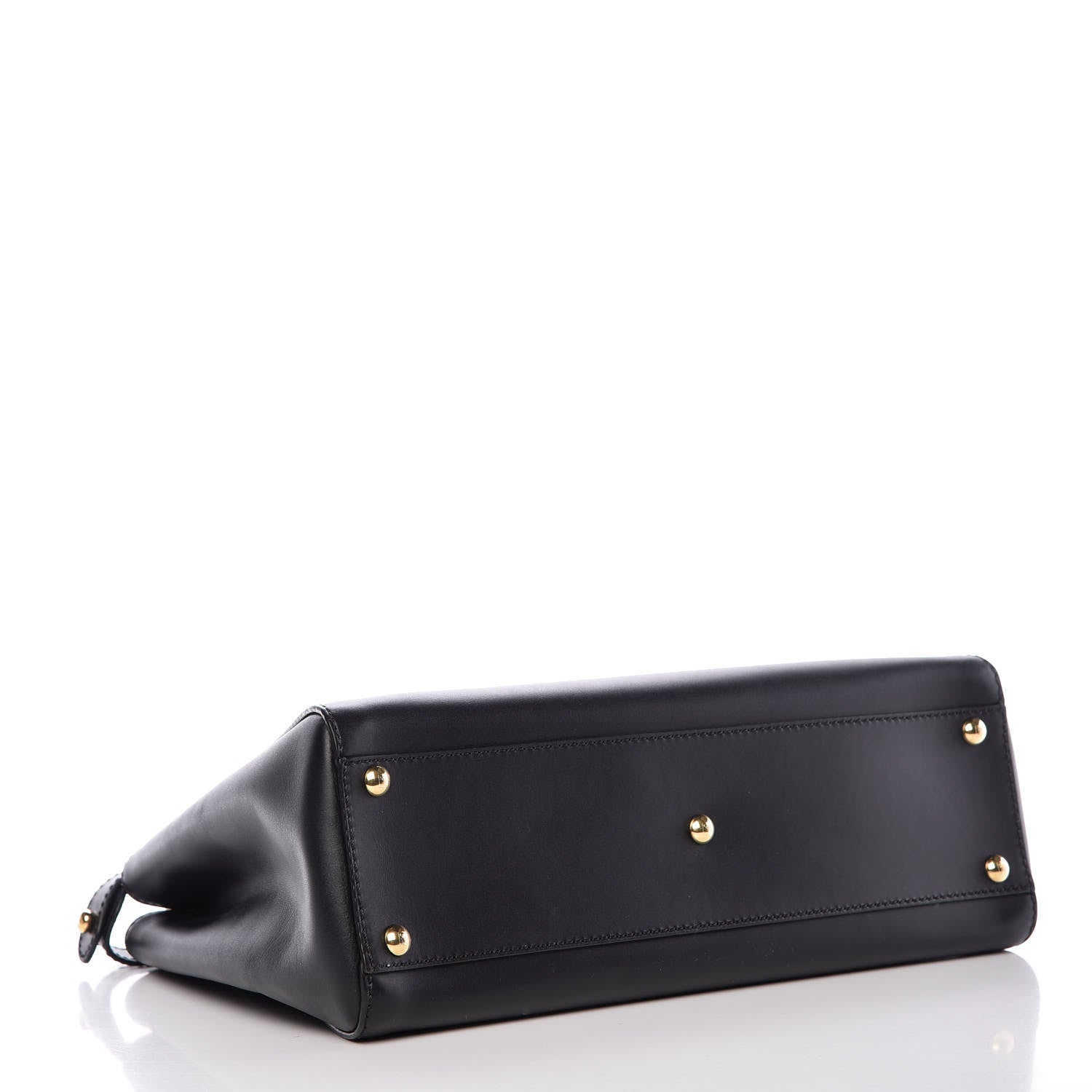 Fendi Vitello Morgan Shiny Nappa Medium Peekaboo Iconic Satchel Black Rosa Plaster 5 of 14