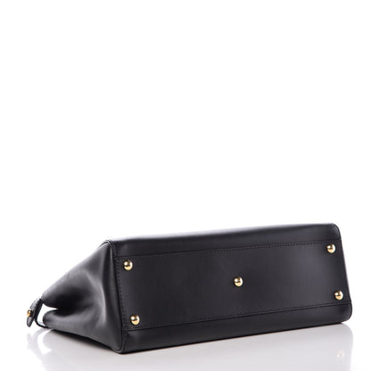 Fendi Vitello Morgan Shiny Nappa Medium Peekaboo Iconic Satchel Black Rosa Plaster 5 of 14