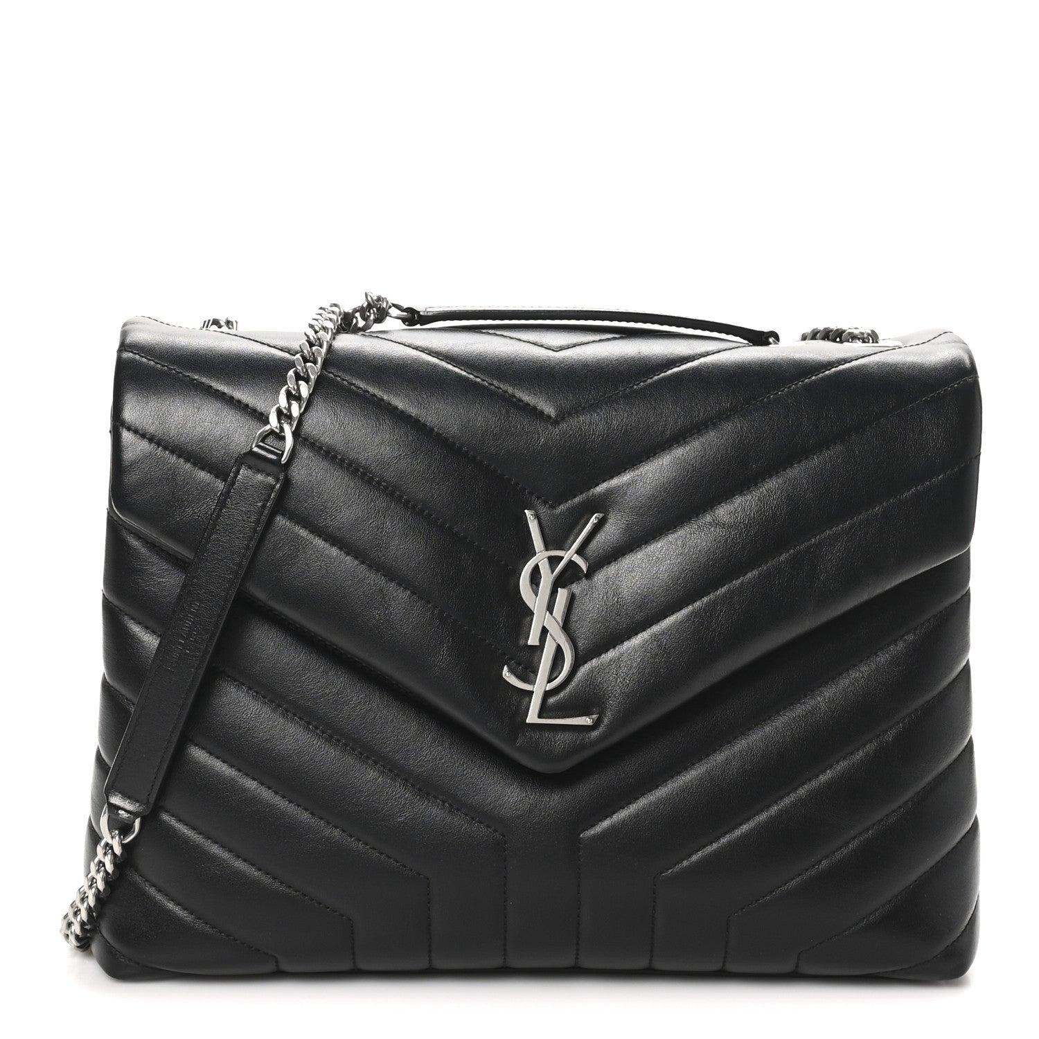Saint Laurent Calfskin Y Quilted Monogram Medium Loulou Chain Satchel Black 1 of 10