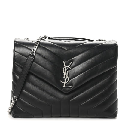 Saint Laurent Calfskin Y Quilted Monogram Medium Loulou Chain Satchel Black 1 of 10