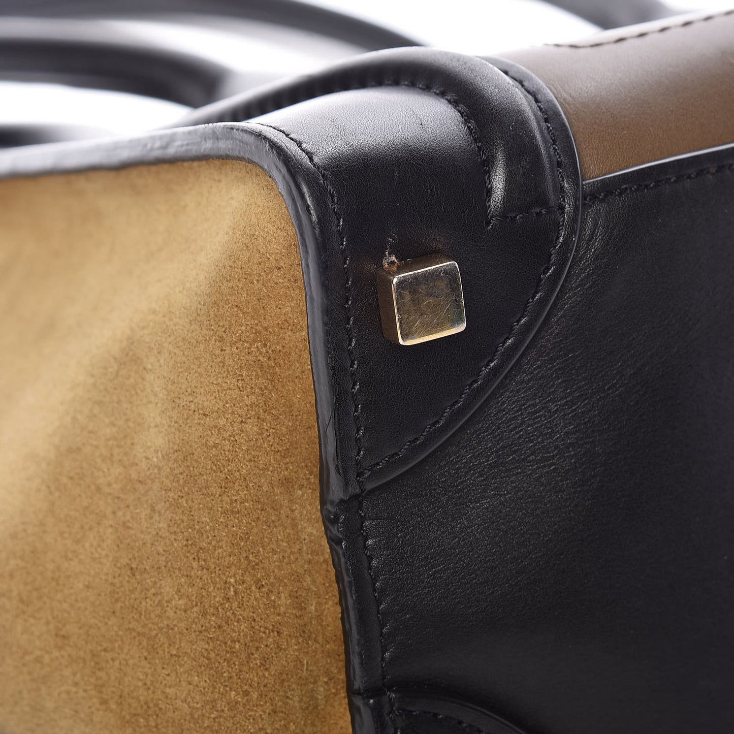 Smooth Calfskin Suede Micro Tri-Color Luggage Almond