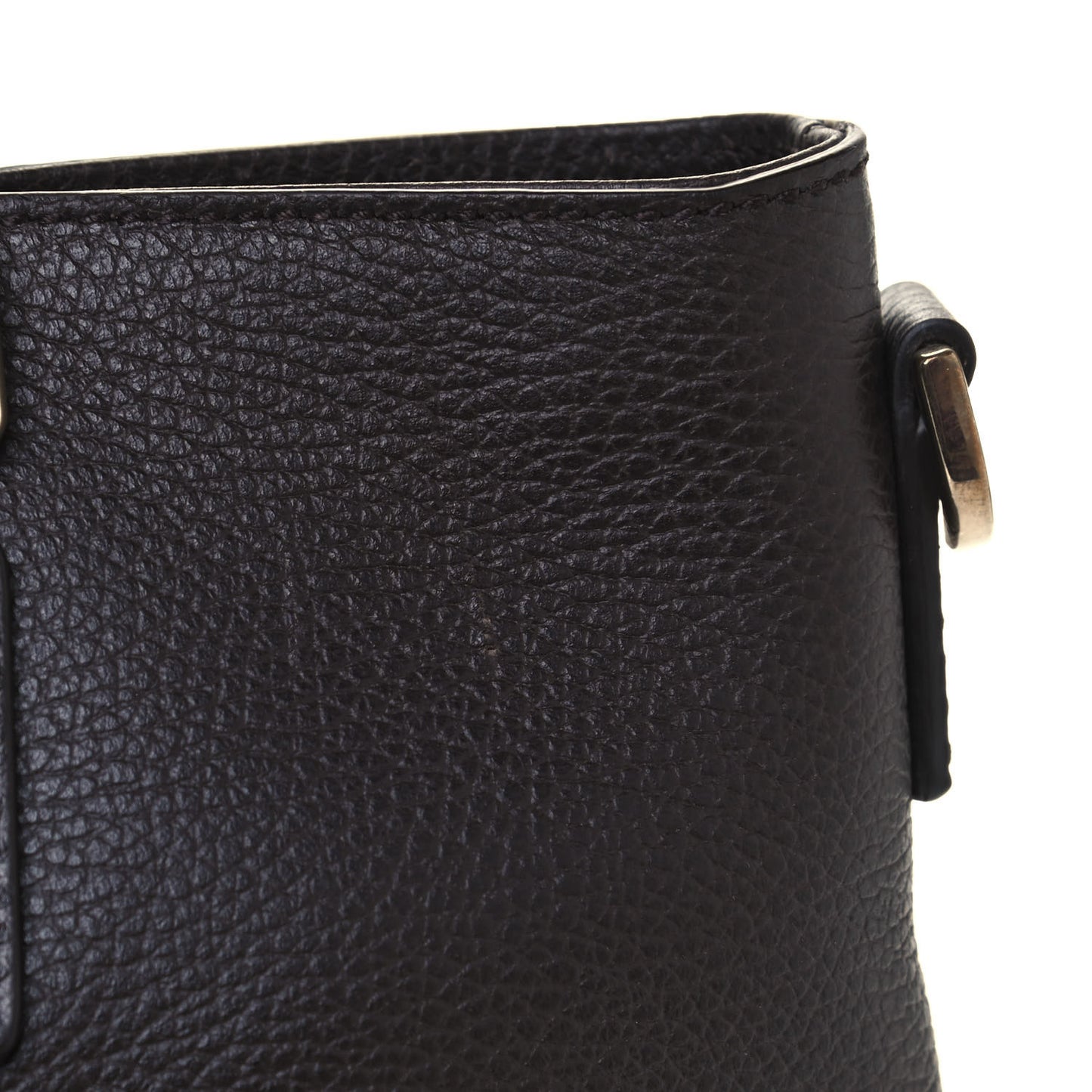 Calfskin Bamboo Tassel Top Handle Tote Dark Brown