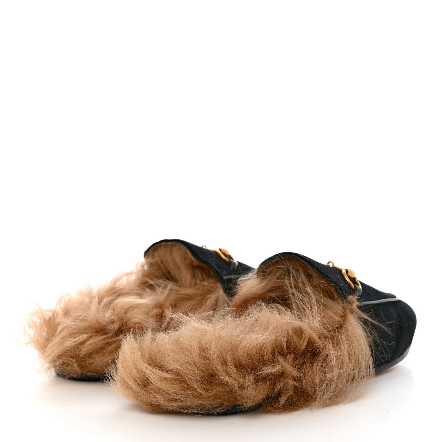 Gucci Velvet Fur Womens Princetown Slippers 36 Black 4 of 8