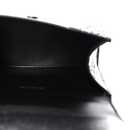 Balenciaga Shiny Calfskin Monochrome Crocodile Embossed Hourglass Top Handle Bag XS Black 5 of 9