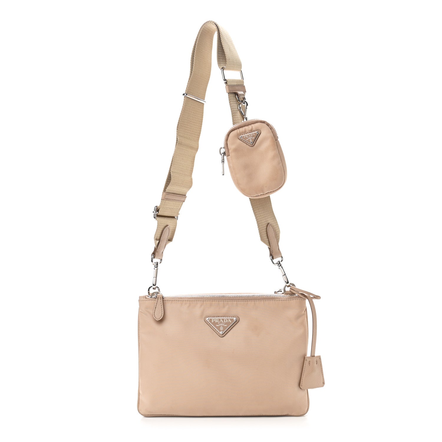 Prada Re-Nylon Saffiano Re-Edition 2000 Double Zip Crossbody Bag Cammeo 2 of 8