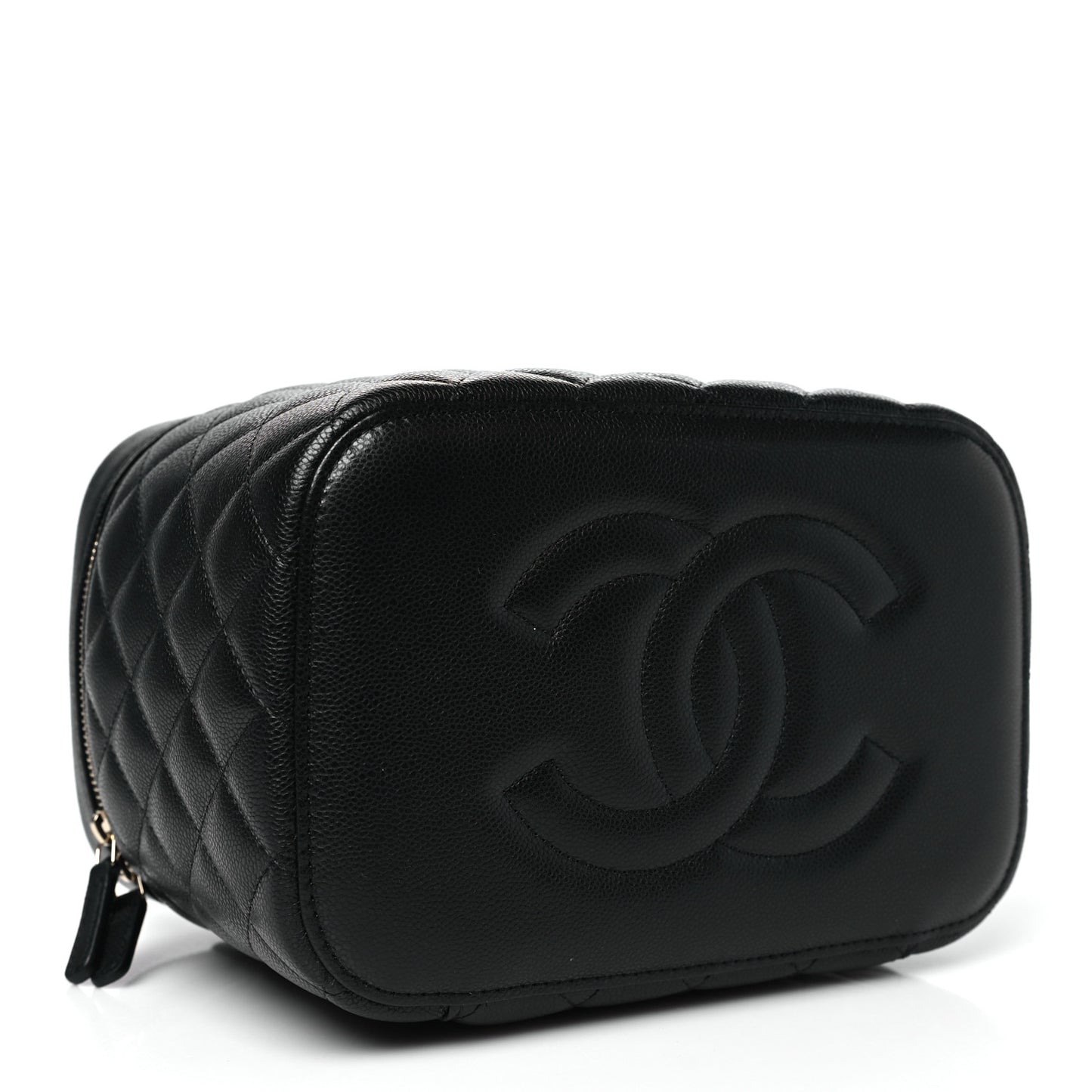 Caviar Quilted Large Vanity Pouch Black