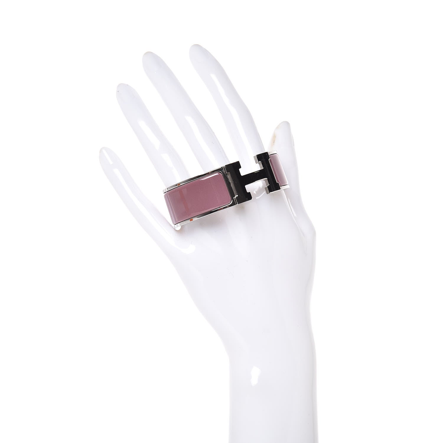 Hermes Enamel Wide Clic Clac H Bracelet GM Bois De Rose 2 of 6