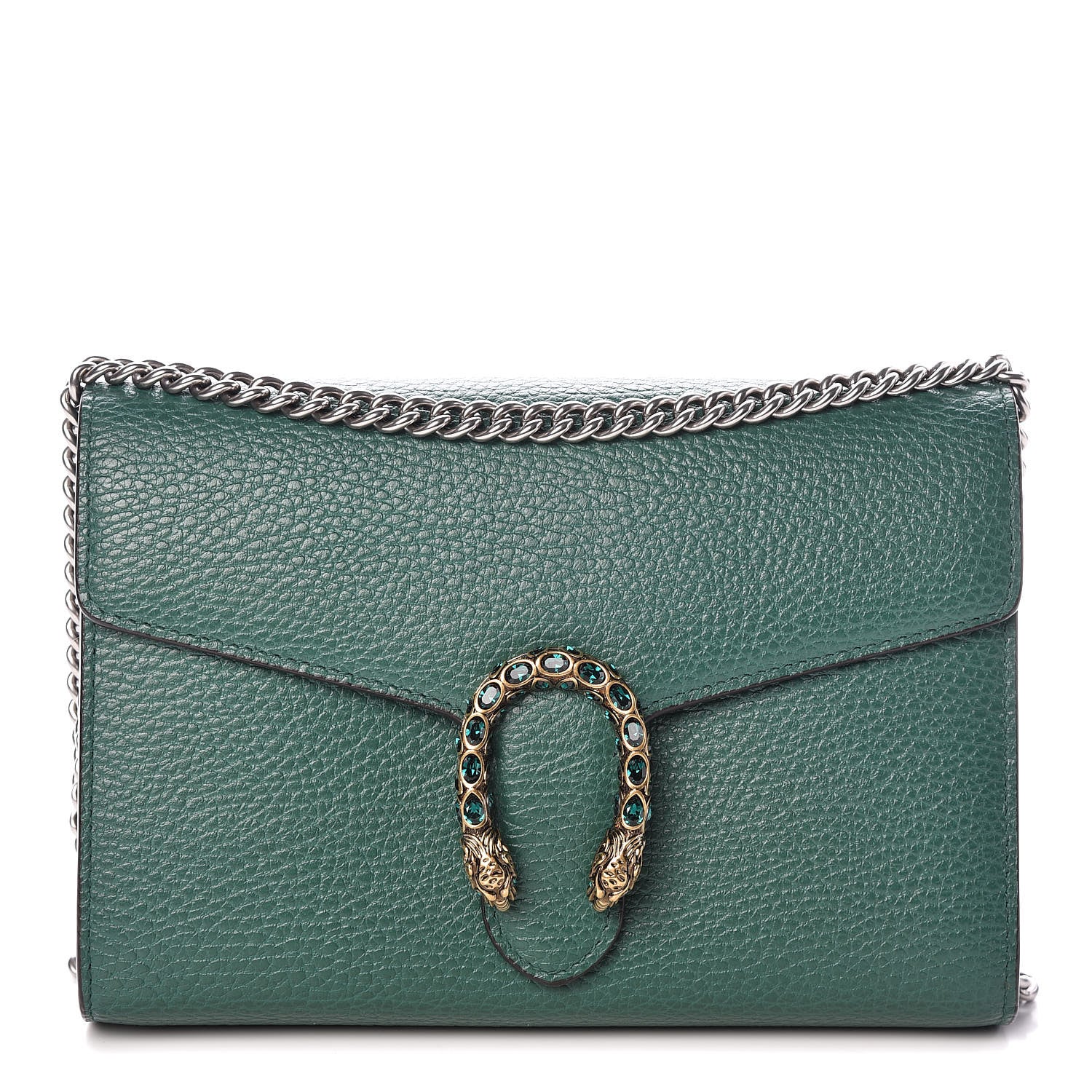 Gucci Calfskin Mini Dionysus Chain Wallet Emerald 1 of 10