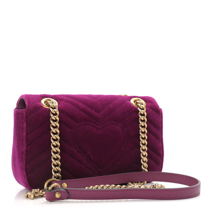 Gucci Velvet Matelasse Mini GG Marmont Shoulder Bag Fuchsia Violet Cyclamen 3 of 11